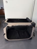 Transportbox Haustier Stoff faltbar beige schwarz guter Zust