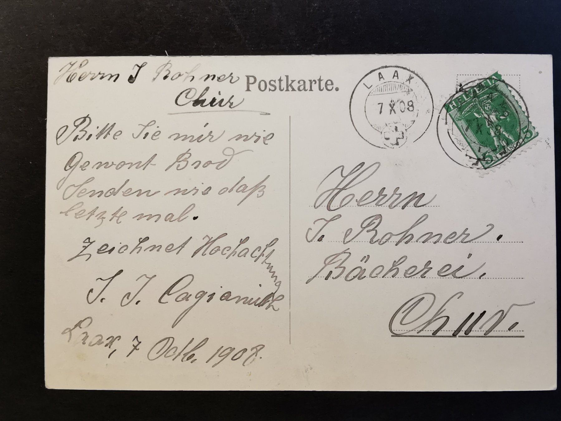 Cartoline postali: Sedrun mit Val Strim alte Ansichtskarte von 1908  Graubünden – Usato da Rheineck venduto da kat_7gld 1
