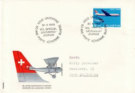 50 Jahre Schweizer Flugpost, Sonderflug Lausanne-Zürich