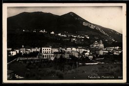 AK Mendrisio, Veduta panoramica della città con chiesa e mon