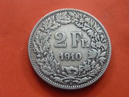 2 Fr.  1910 rar nur 0,25 Mio.  -  ungereinigt  -