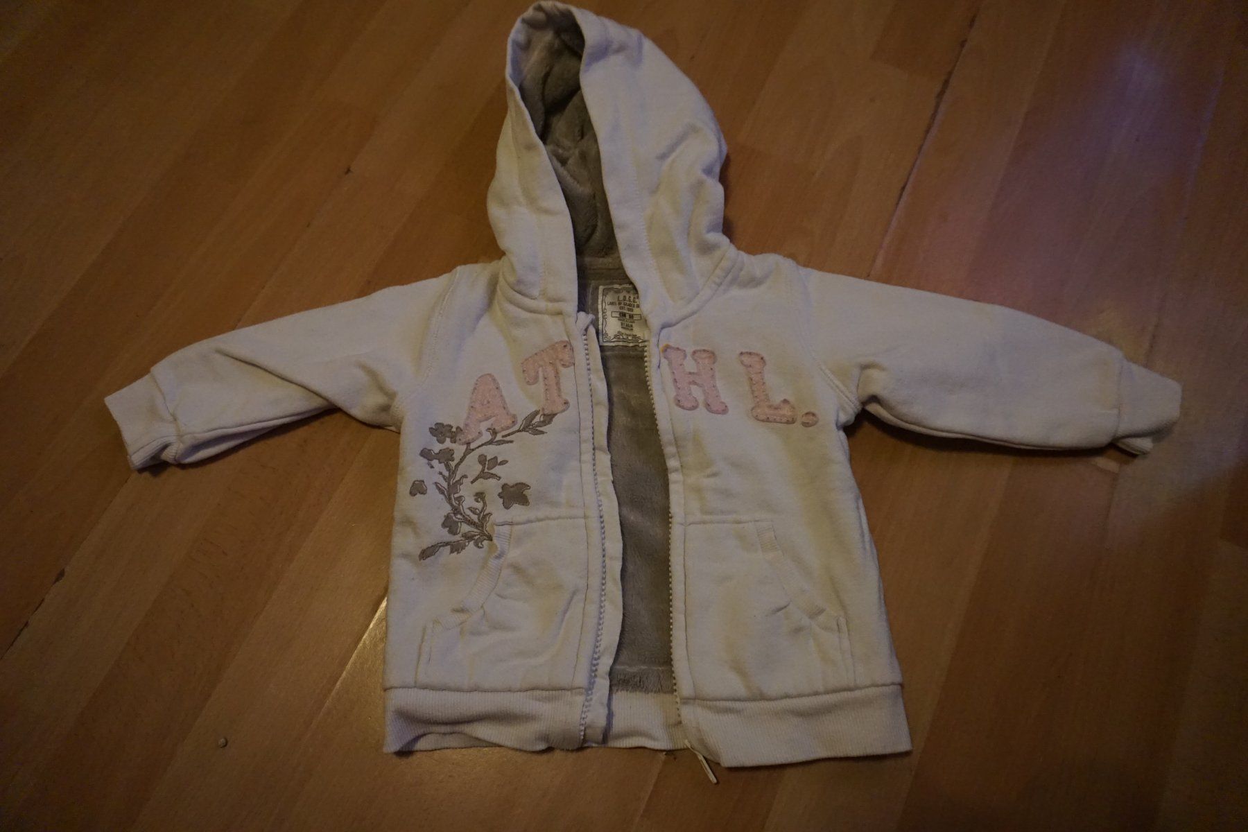 H&M Giacche & Cappotti: Kinder Kapuzenjacke weiss mit Print Gr.80 – Usato da Zürich venduto da einalemjena 1