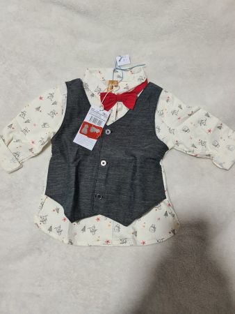 Chemise fête avec gilet little bear 18 mois 81cm