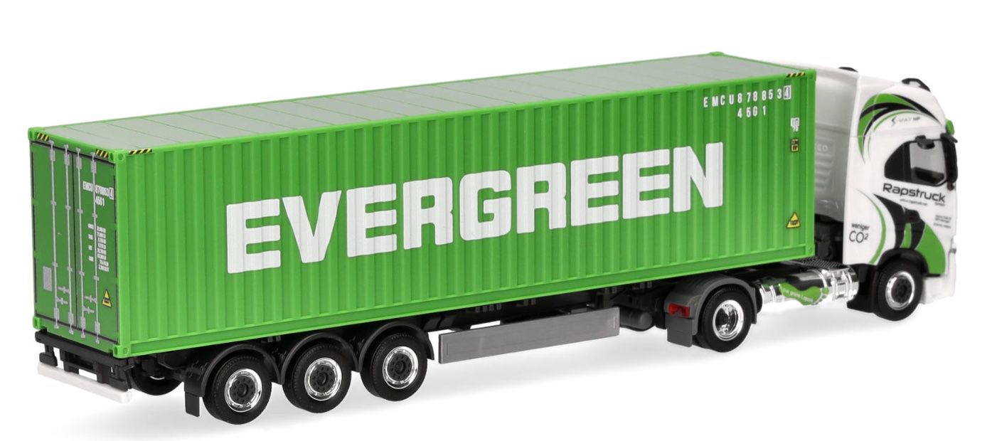 Herpa Modellini d'auto: Iveco S-Way Container EVERGREEN Herpa 1:87 – Nuovo e nell'imballaggio originale da Luzern venduto da aa43modelcars-Luzern 1