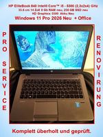 HP Elite 840 i5 2.3GHz 14Zoll 8/256 SSD AkkNeu Win11-2026