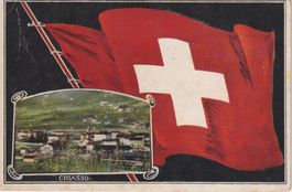 AK Chiasso, stazione. Patriottica 1909, RARA.