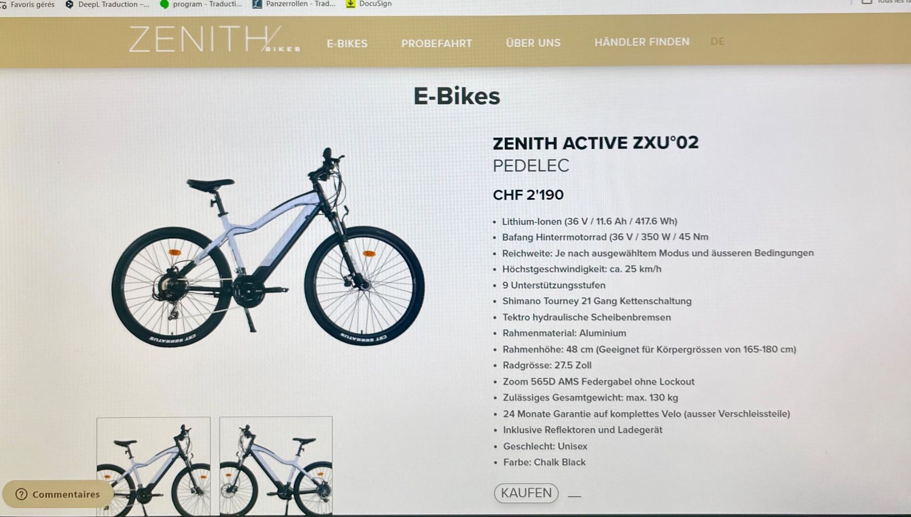 Zenith Velos: Zenith E-Bike – Gebraucht aus La Tour-de-Trême von  5