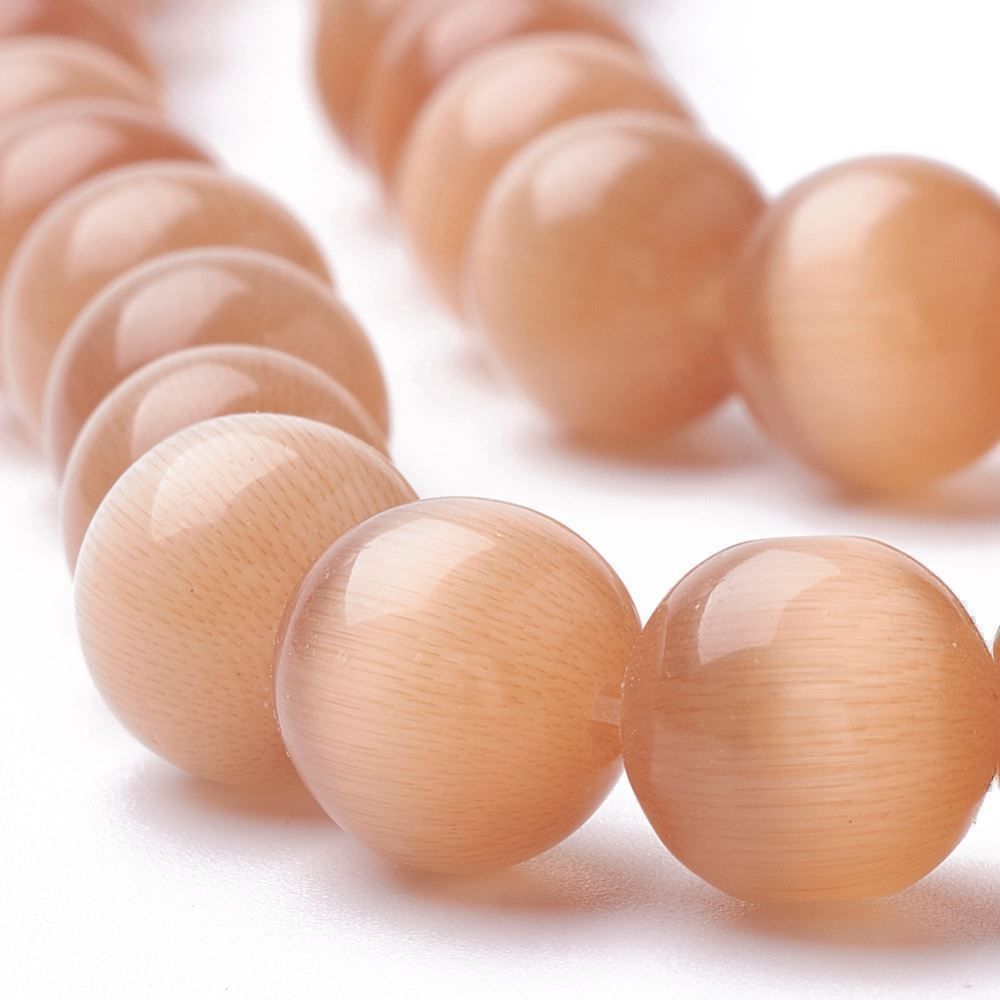 Perle (finte): Cateye Glasperlen orange 10mm, 1 Strang – Nuovo (secondo la descrizione) da Alpnachstad venduto da perlengaby 1