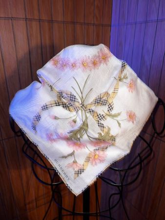 Burberry Vintage Baumwolltuch 52x52 Floral Check Design