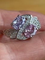 Luxus Elegante Gr: 19/9 Ring Zirkonia Farbe Silber
