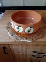 Vintage Ton-Schüssel Apfel-Motiv Töpferarbeit