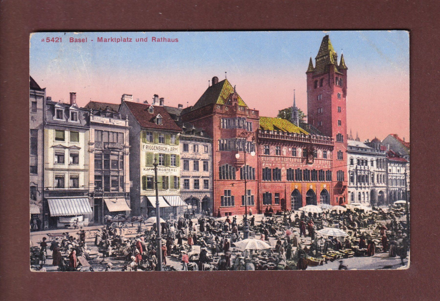 Cartoline postali: BASEL - Marktplatz - Rathaus - 1913 – Usato da Pully venduto da nicecards-shop