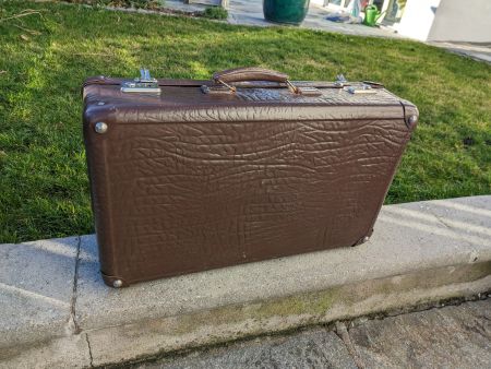 Grosser Vintage Koffer Kroko Prägung Fiber Garant bald antik