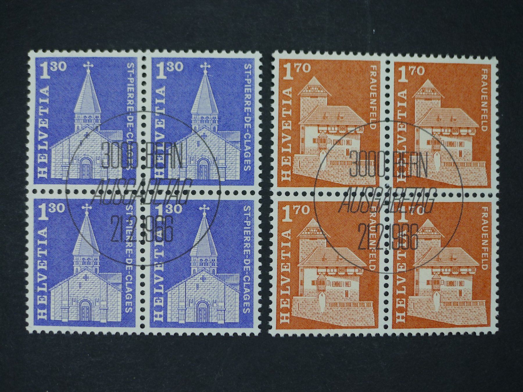 Tutti i francobolli: 1966 Nr. 421+423 im 4er Block mit ET Stempel – Usato da Dagmersellen venduto da wyss1982