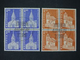 1966 Nr. 421+423 im 4er Block mit ET Stempel