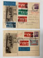 1937 Mustermesse Basel, 2 Automobilpost Ganzsache, geflogen
