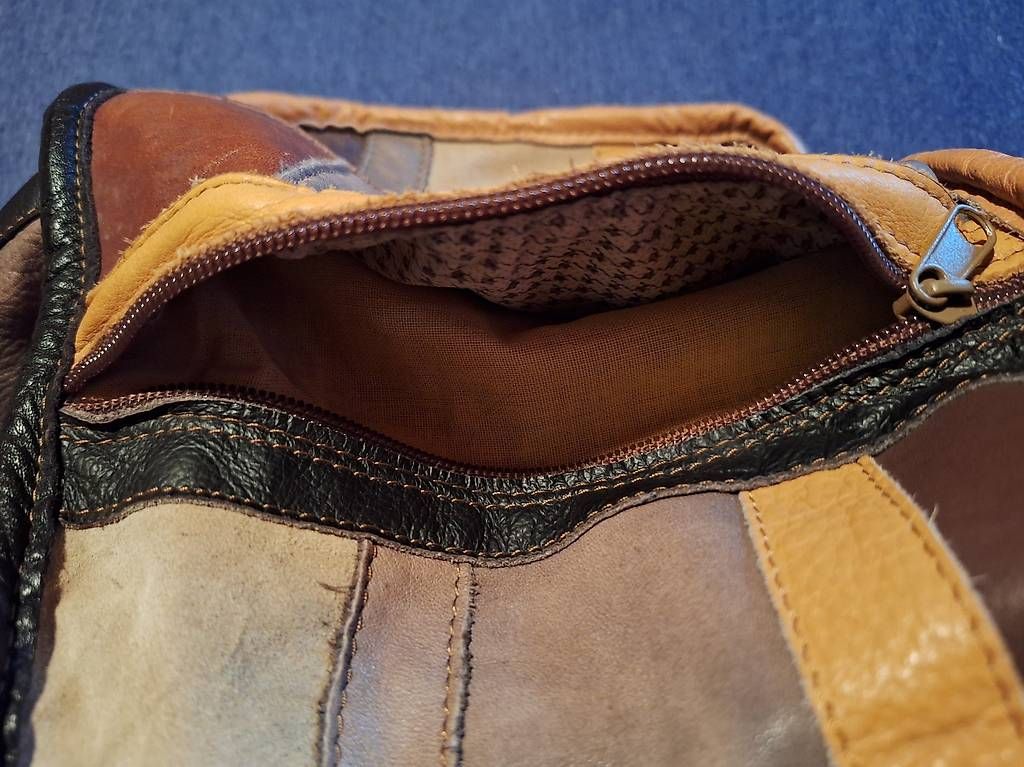 Borse: Leder-Patchwork-Reisetasche 80er Jahre  – Usato da Flerden venduto da Brockengespenst 3