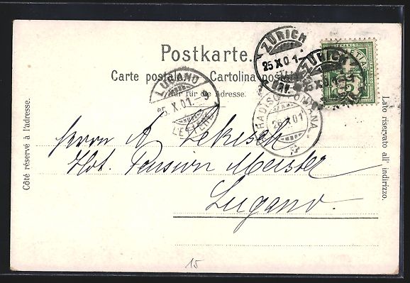 Ansichtskarten: Passepartout-Lithographie Zürich, Bahnh – Gebraucht aus Berlin von bartko-reher 1