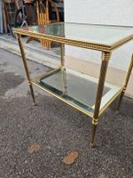 Goldener Vintage-Beistelltisch mit Glasplatten, 50x35cm