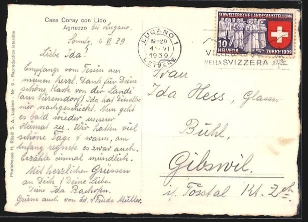 Cartoline postali: Agnuzzo, Totalansicht mit See und Gebirg – Usato da Berlin venduto da bartko-reher 1