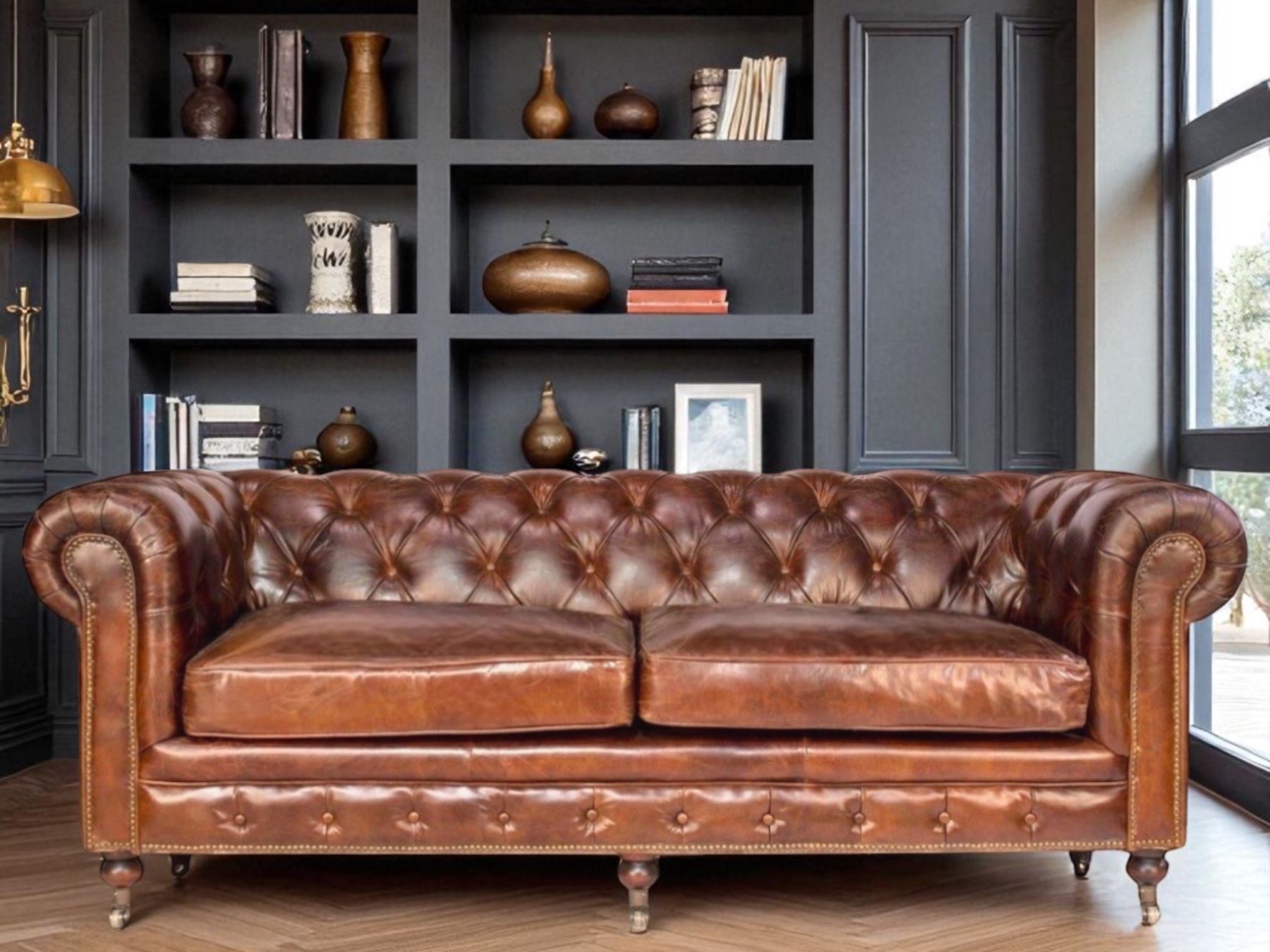 Divani: Sofa Chesterfield Cuir vintage 3 Places – Nuovo e nell'imballaggio originale da Cressier FR venduto da Cazadeco