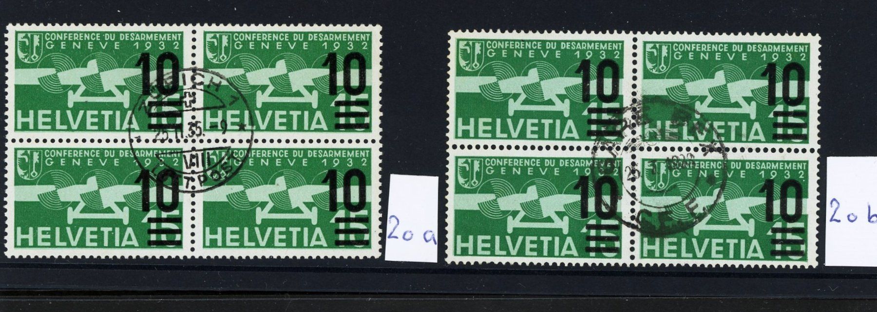 Alle Briefmarken: 1932-37:  Lot Flugpost-Viererblocks, gestempelt oder postfr. – Gebraucht aus Basel von Strubelibs 2