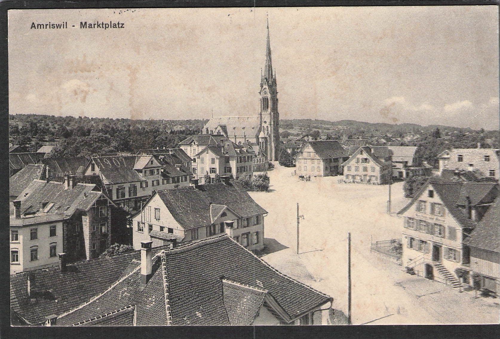 Cartoline postali: AK TG , Amriswil , Marktplatz , 1913 – Usato da Reichenburg venduto da ibiza18