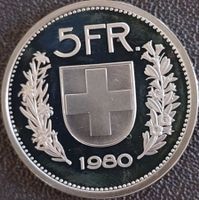5 Franken 1980 pp / aus Münzsatz / in einer Münzkapsel