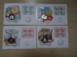 4 Schweizer Silber-Medaillenbriefe: Neue Markenheftchen 1984