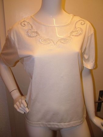 Shirt von Sergio,  Gr. M, Offwhite, Perlenstickerei %