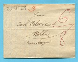 Faltbrief von St. Gallen nach Wohlen 1834