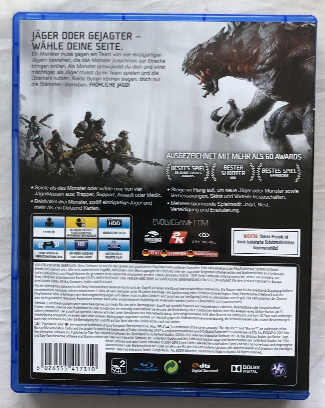 Spiele: PS4 - EVOLVE – Gebraucht aus Schaffhausen von durruti 2