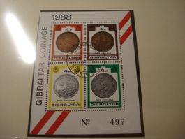 Gibraltar, 1988, Satz Blocks Münzen, ** + ET-o