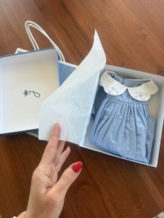 Jacadi Kleid hellblau mit Vögeln Grösse 6M neu