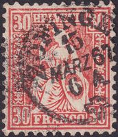 Sitzende: Nr.33 von ZOFINGEN: 15.MÄRZ.1867, schönes Stück!