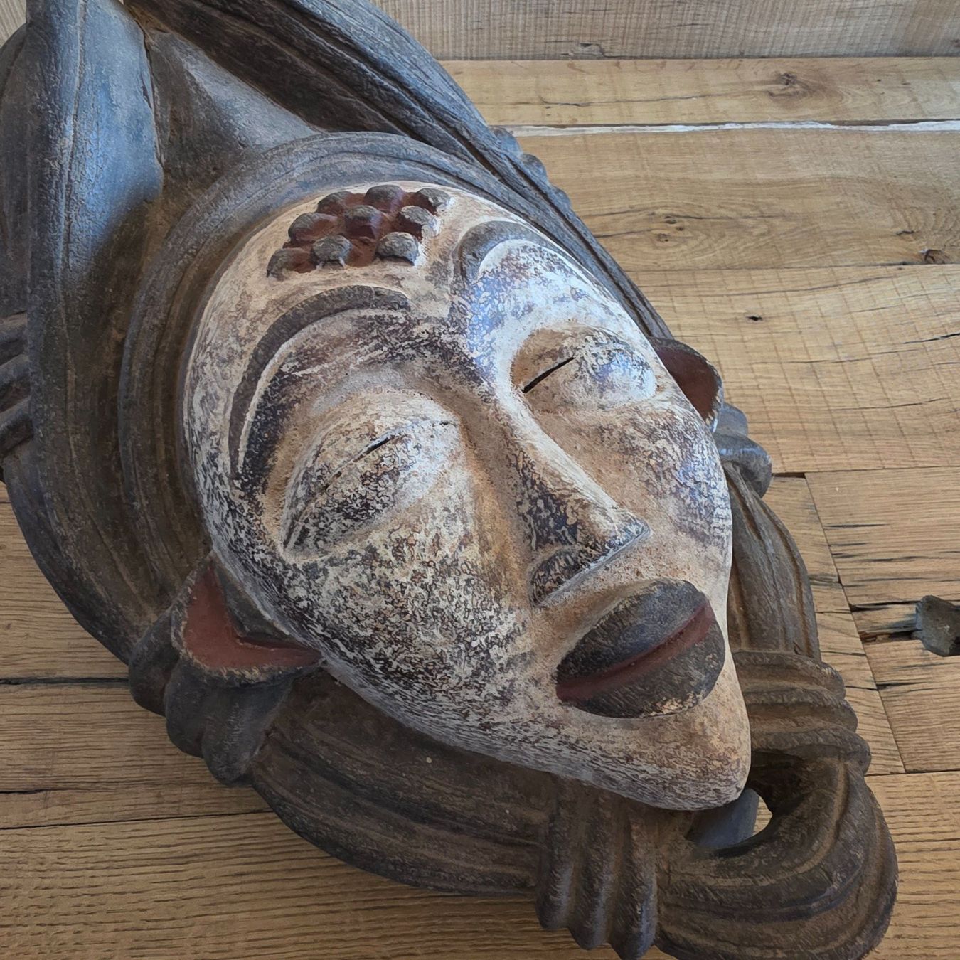 Internationale Kunst: 🐸 HOLZMASKE MUKUDJ MOKOI PUNU MASKE GABUN MASKE AHNENMASKE – Gebraucht aus Môtier (Vully) von Frogs 1