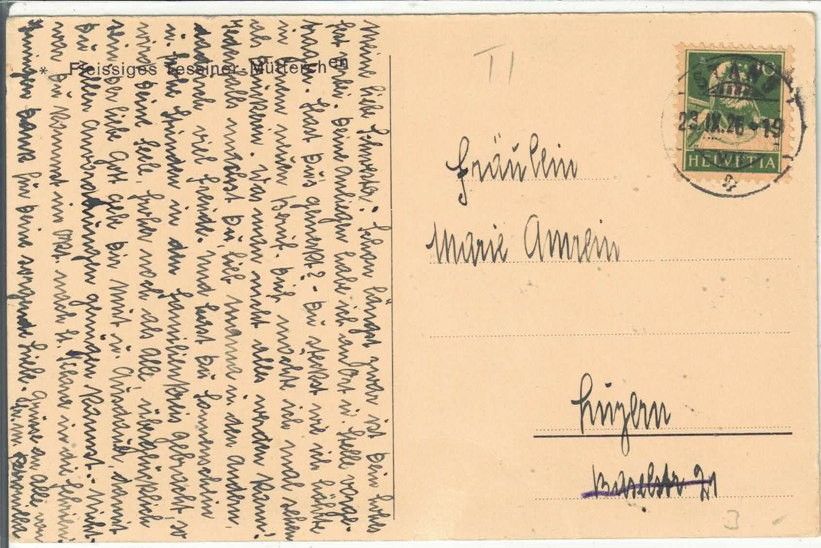 Cartoline postali: Fleissiges Tessiner Mütterchen – Usato da Ettingen venduto da Kartenplanet 1