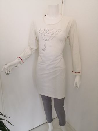🤩PYJAMA-NACHTHEMD GRAU MIT DRUCK