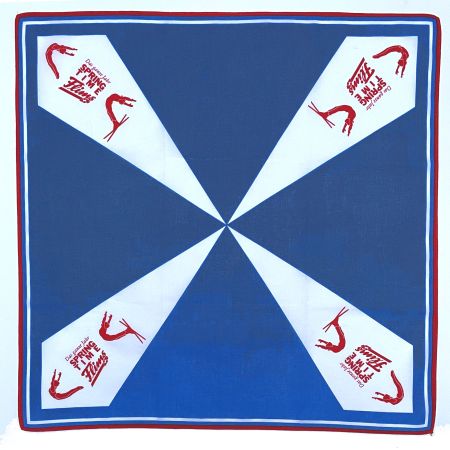 Baumwolltuch Bandana Spring Time Flims blau VINTAGE 1960s