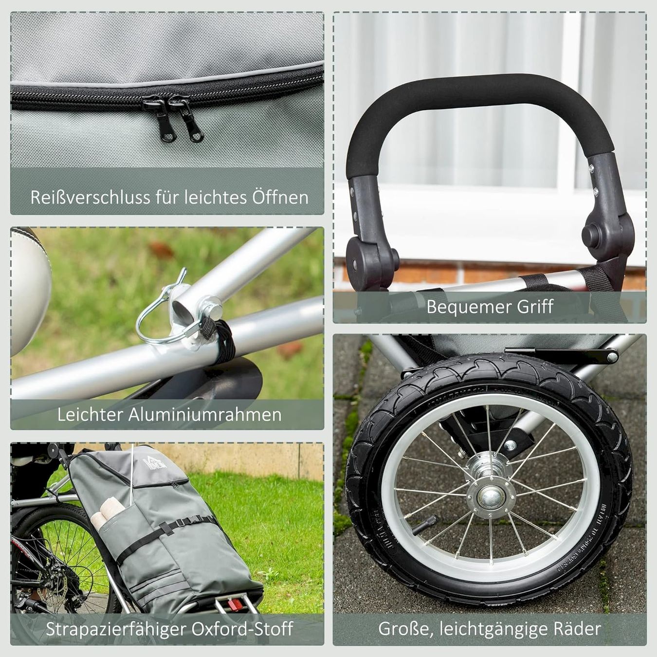 Rimorchi per biciclette: 2 in 1 Lastenanhänger 55L Grau – Nuovo e nell'imballaggio originale da Bottighofen venduto da zaap 7