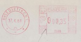1984: Postautomation - privater Frei-Stp. "eingesetzte NULL"