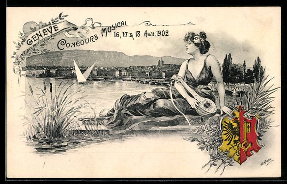 Ansichtskarten: Geneve, Concours Musical 1902, Sängerfe – Gebraucht aus Berlin von bartko-reher