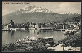 AK Luzern, Teilansicht mit Pilatus, 1913