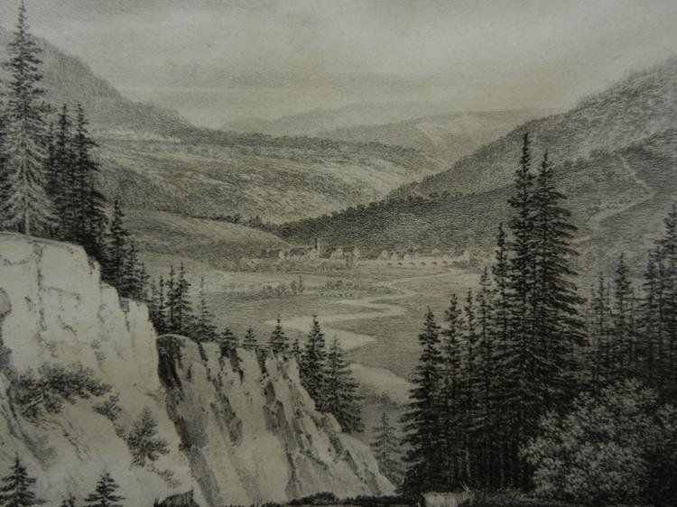 Incisioni: Blick auf Val Orbe Lithographie – Usato da Risch venduto da Antikfee 1