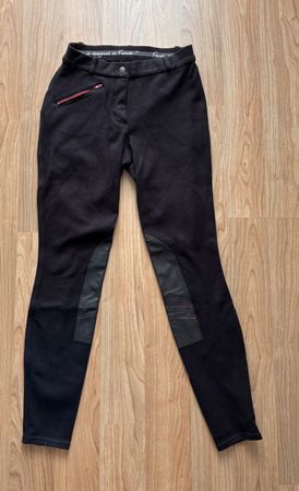 Reithose schwarz Kunstlederbesatz