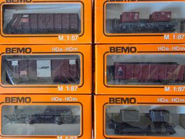6 Stück verschiedene RhB Güterwagen