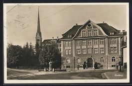 Oerlikon, Partie am Gemeindehaus mit Bli