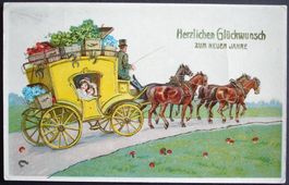 Präge-AK NEUJAHR Postkutsche