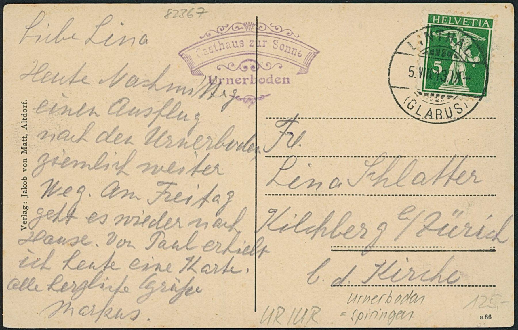 Cartoline postali: UR Urnerboden - Klausen Pass - Spiringen – Usato da Schindellegi venduto da stationary 1