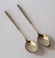 2 alte Sorensen Denmark Sterling Silber 925 Löffel vergoldet